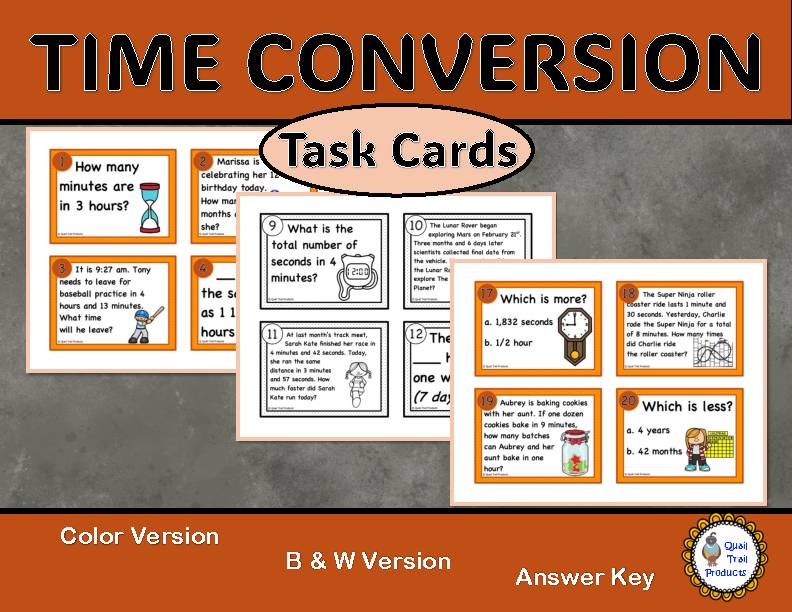 Converting Units of Time Task Cards - Classful