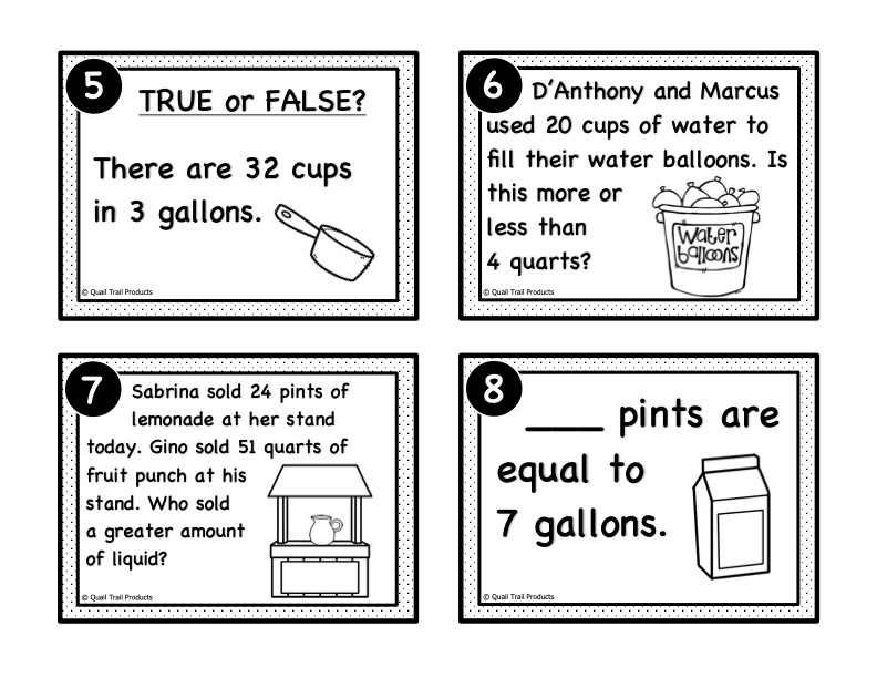 Converting Units of Liquid Volume Task Cards and Power Point Slides ...