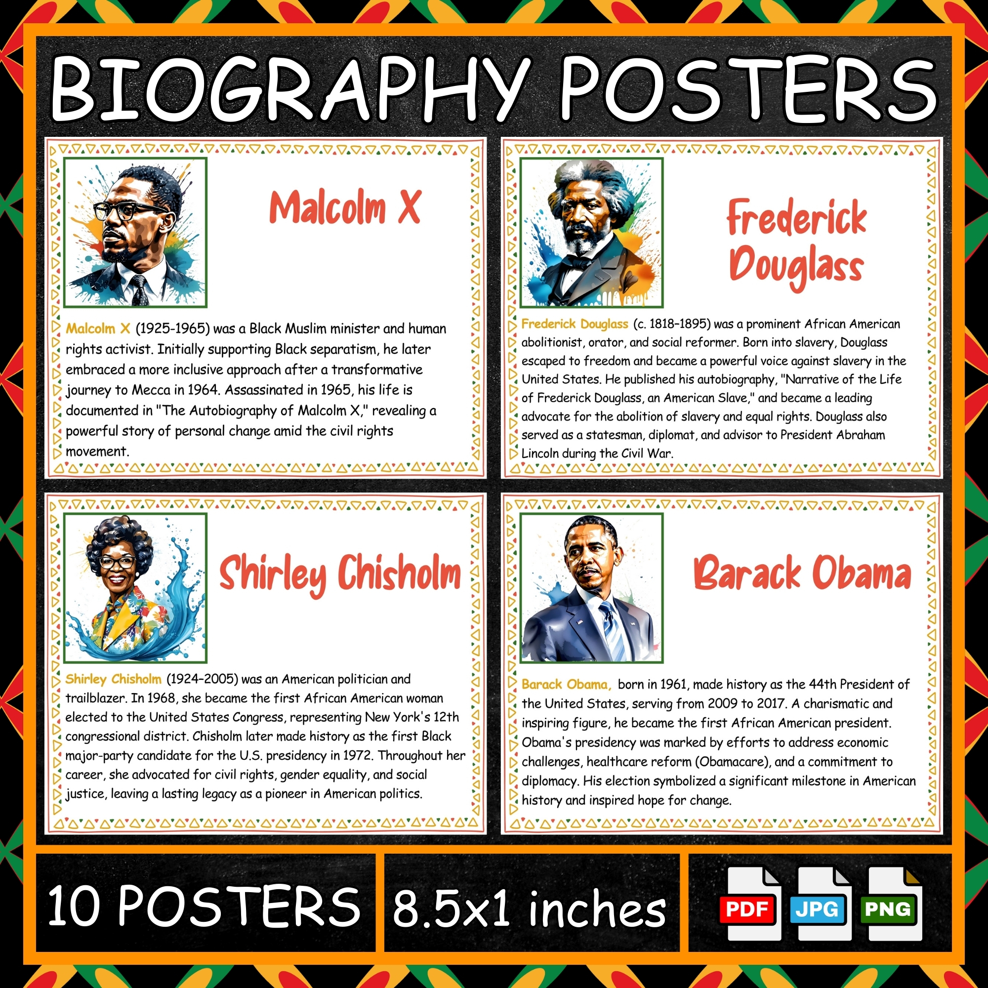 Black History Month bulletin board | black Heroes biography posters ...