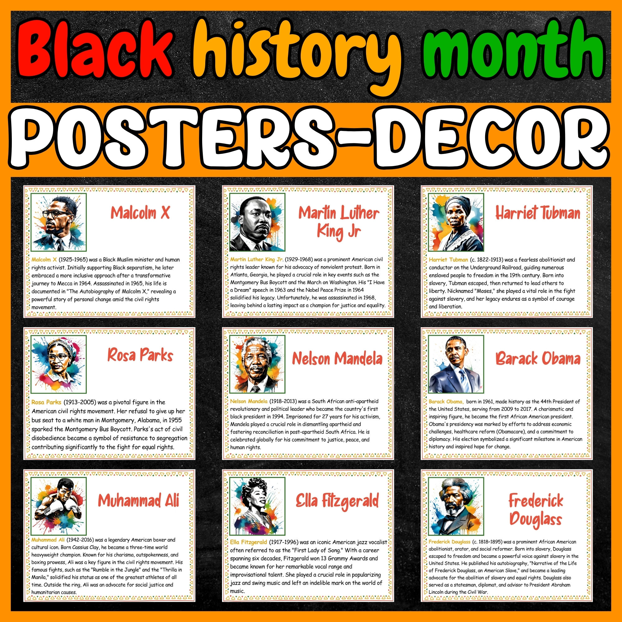 Black History Month bulletin board | black Heroes biography posters ...