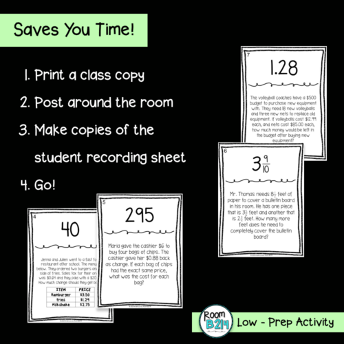 Two Step Rational Number Word Problems Scavenger Hunt (TEKS 7.3B ...