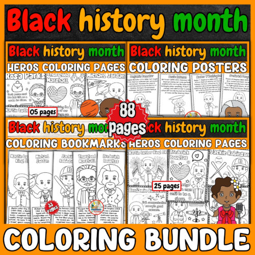 black history month coloring bundle | coloring posters-bookmarks ...