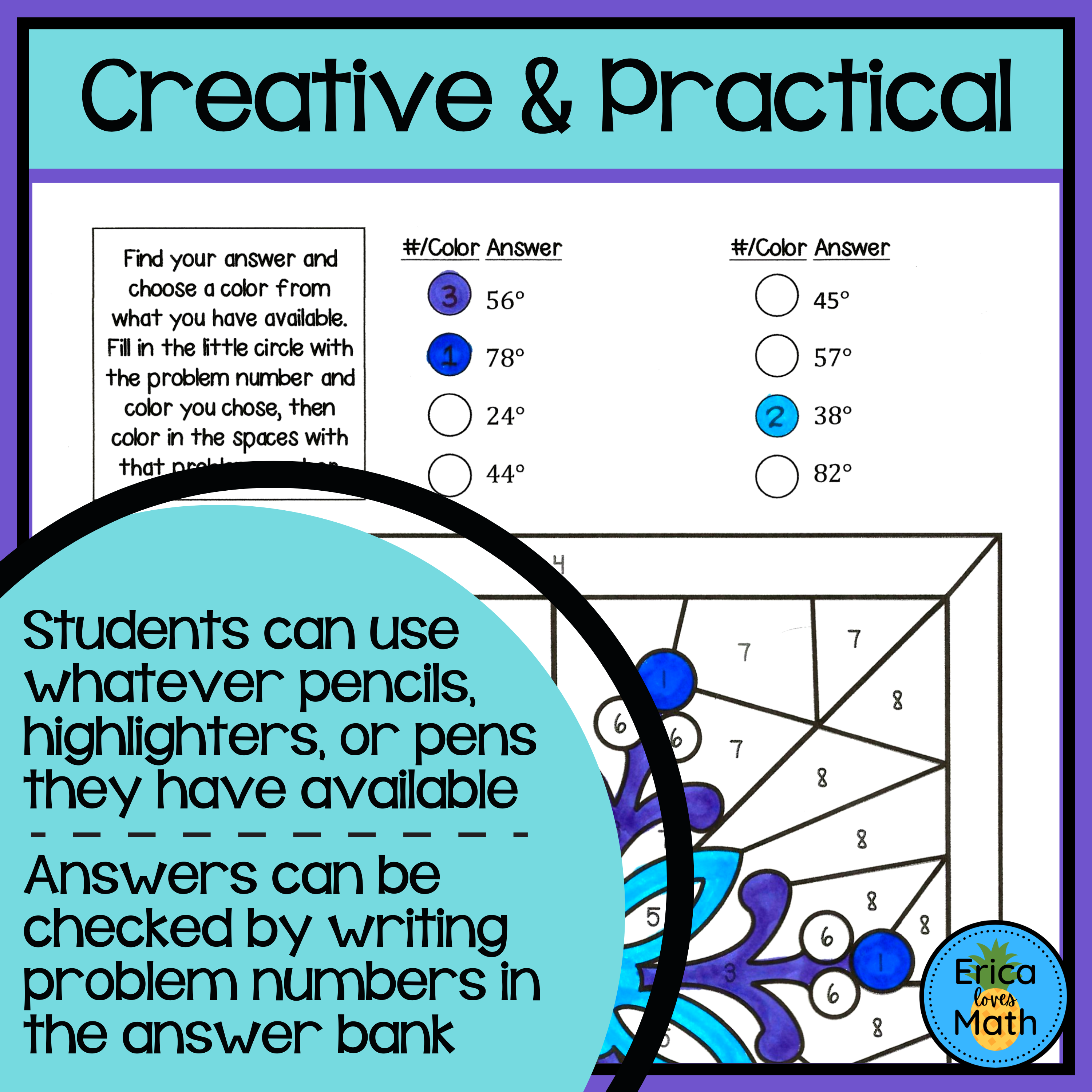 Color by Number Activity Bundle for Geometry - Classful