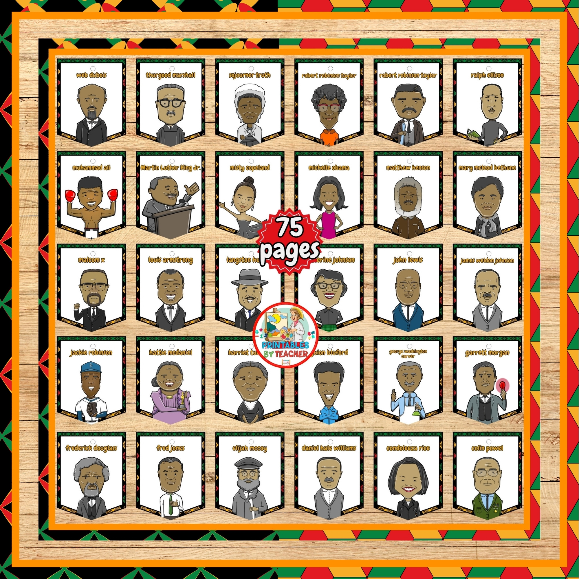 black history month bulletin board leaders Bundle | wall art-coloring ...