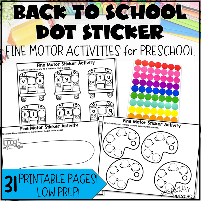 Back to School Dot Sticker Fine Motor Activities for Preschool Pre-K ...