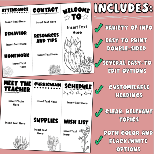 Back to School Meet the Teacher Open House Rustic Theme Brochure ...