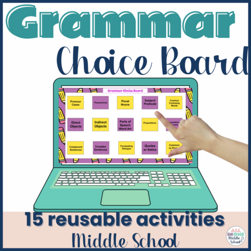 Grammar Activities for Middle School - Choice Board - Classful