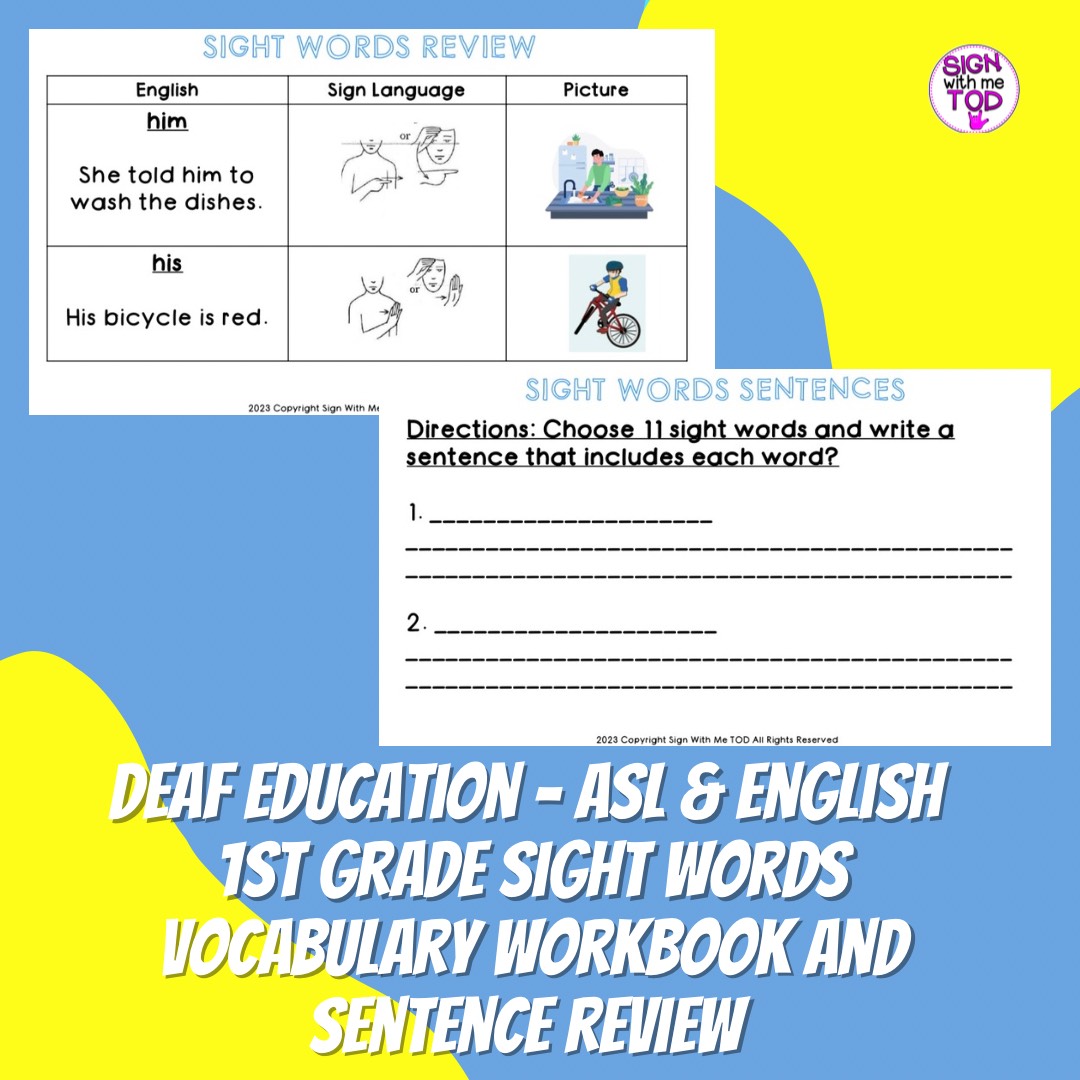 Deaf Education - ASL and English First Grade Sight Words Vocabulary ...