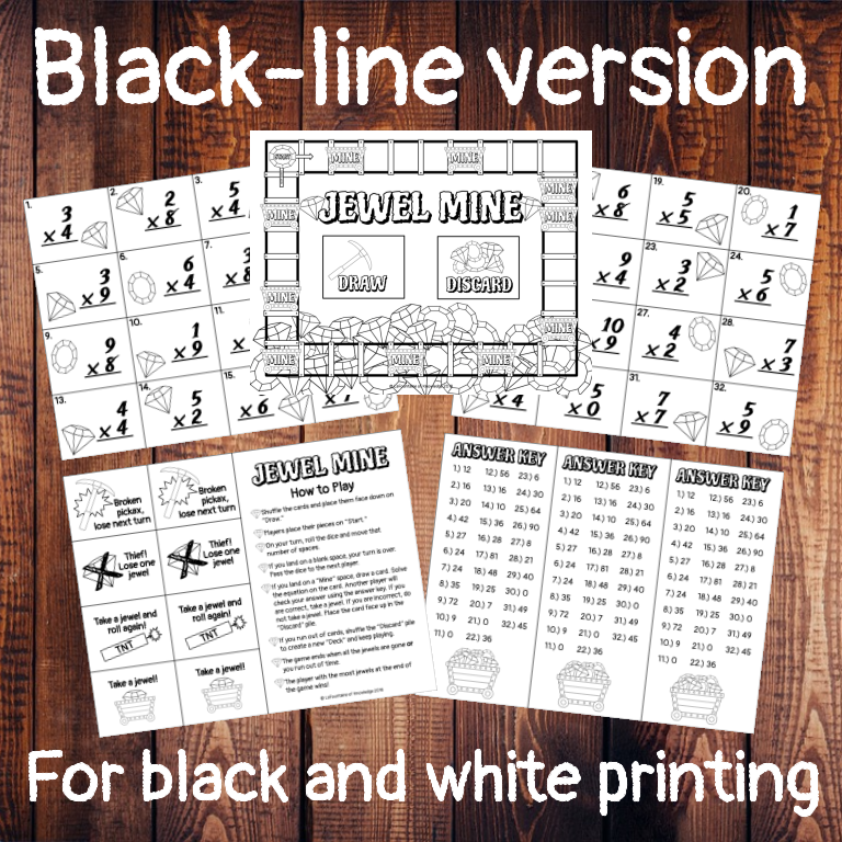 Basic Multiplication Facts Practice Math Board Game JEWEL MINE - Classful