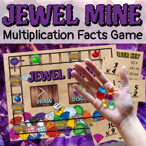 Basic Multiplication Facts Practice Math Board Game JEWEL MINE - Classful