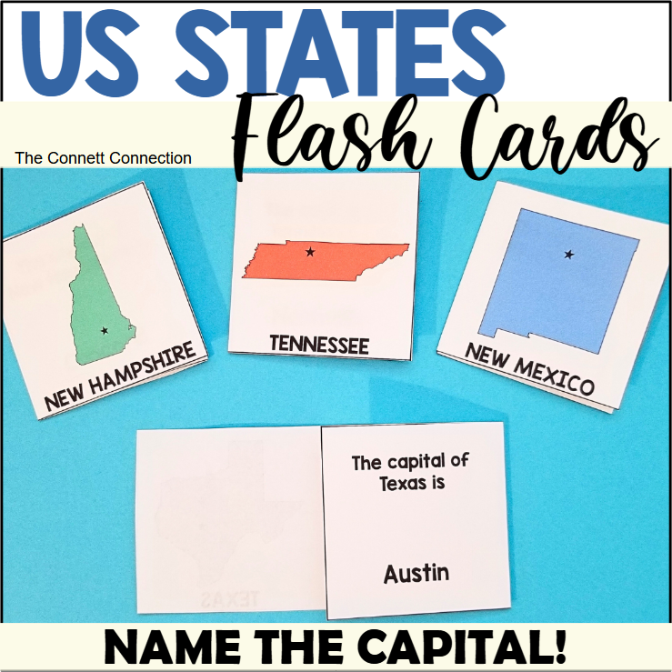 US States and Capitals Foldable Flash Cards - Classful