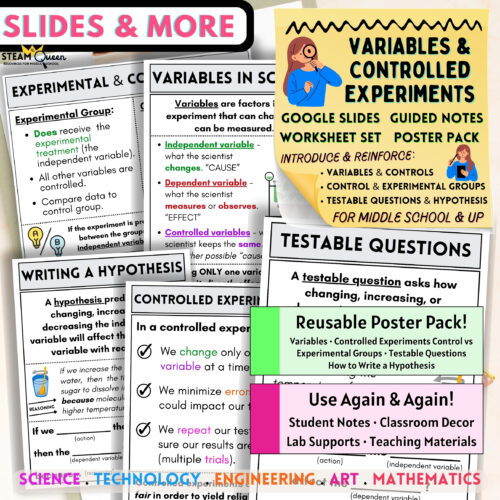 Variables Controlled Experiments Middle School Slides Worksheets ...