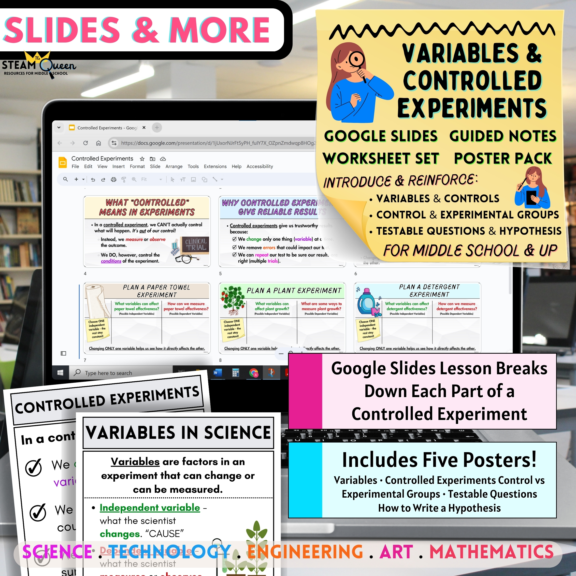 Variables Controlled Experiments Middle School Slides Worksheets ...