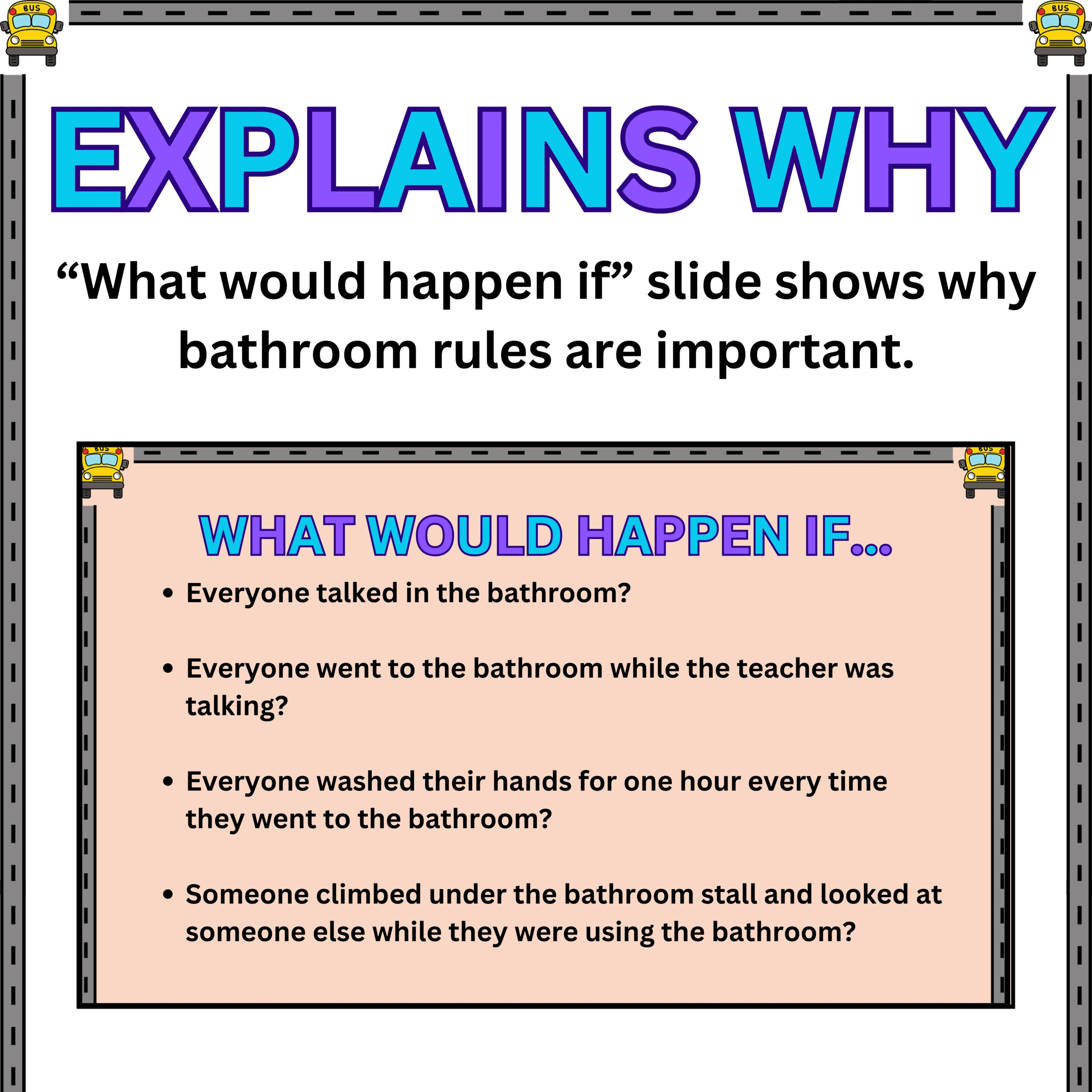 Bathroom Rules and Procedures Slides- Restroom Back from Break Reset ...