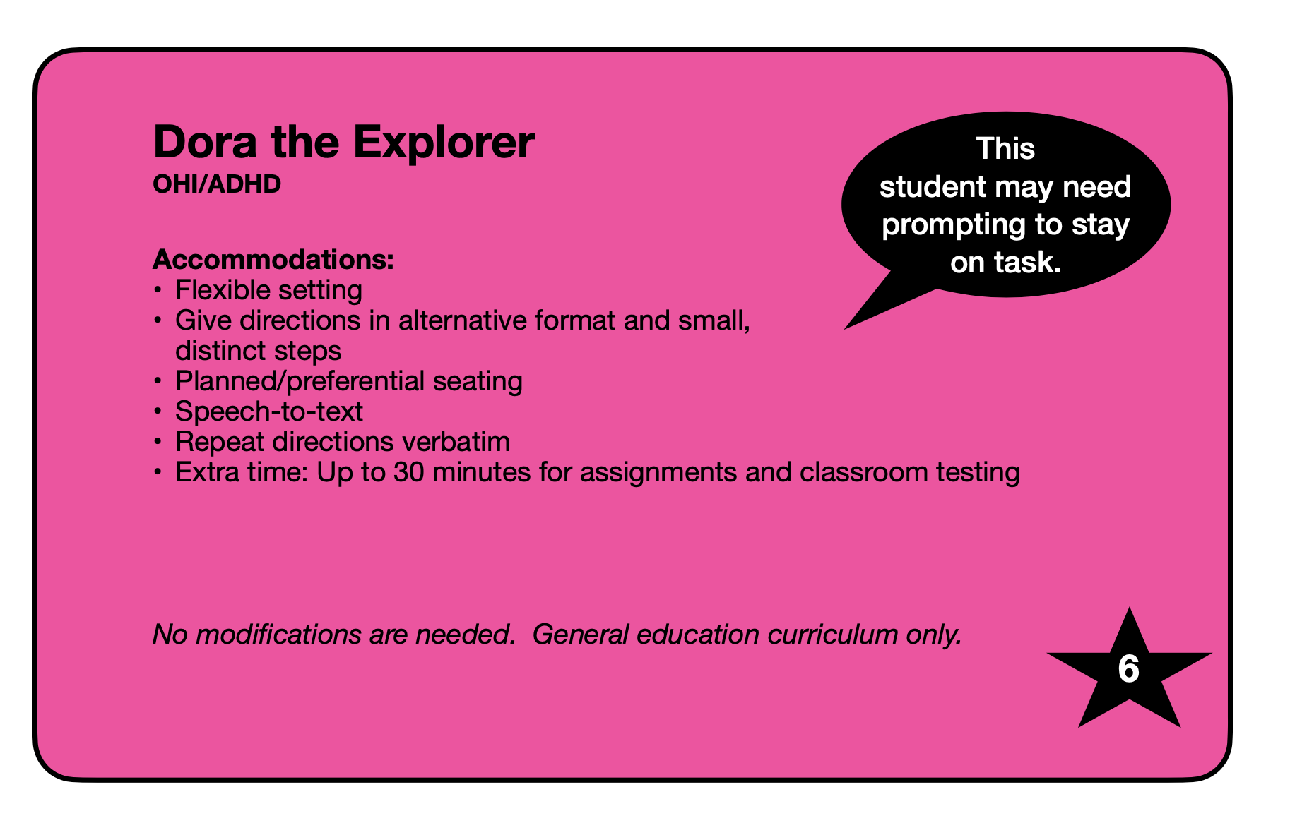 IEP Accommodations Cheat Sheet- EDITABLE - Classful