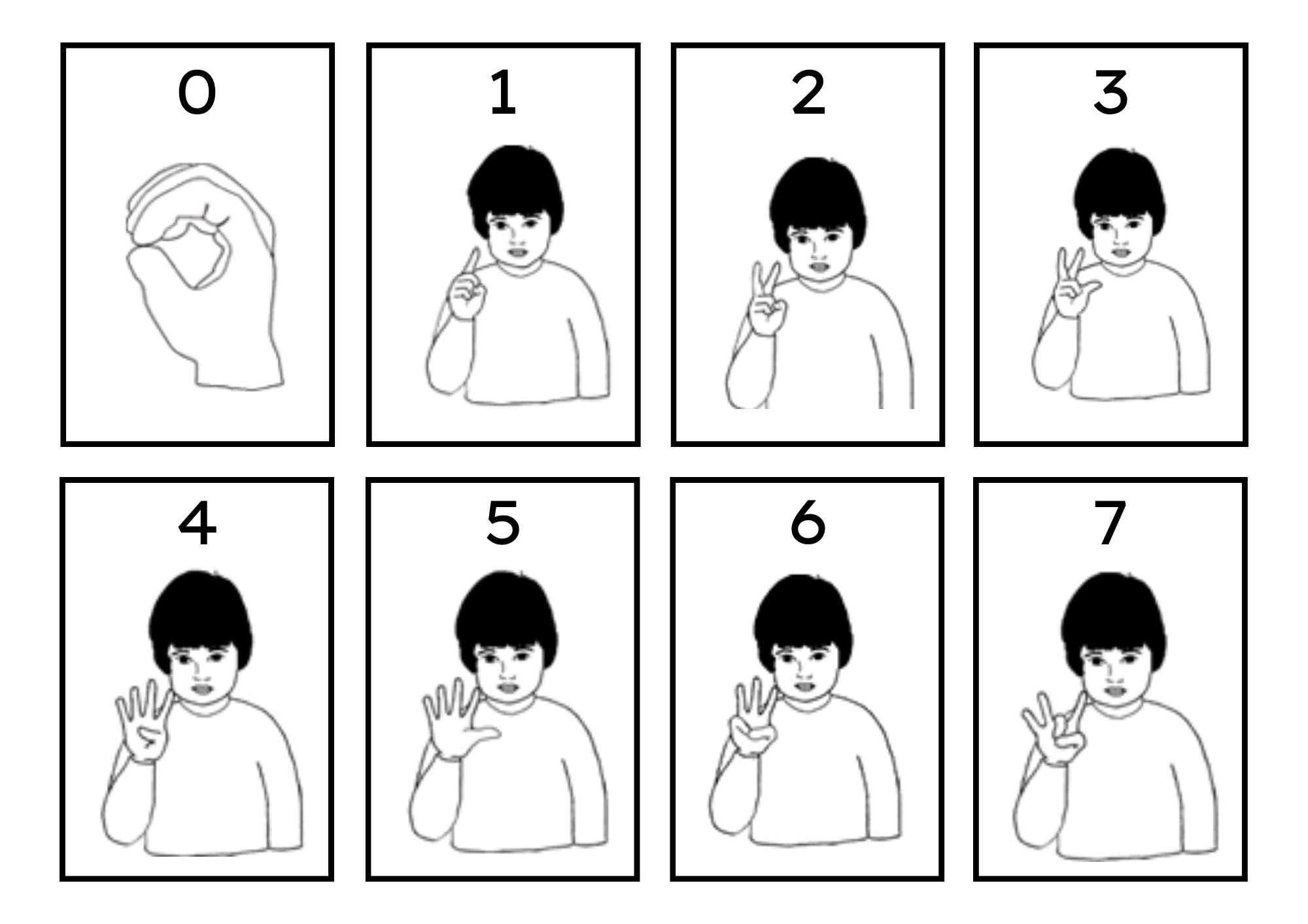ASL Numbers 1-50 Flashcards B/W & Color Boarders - Classful