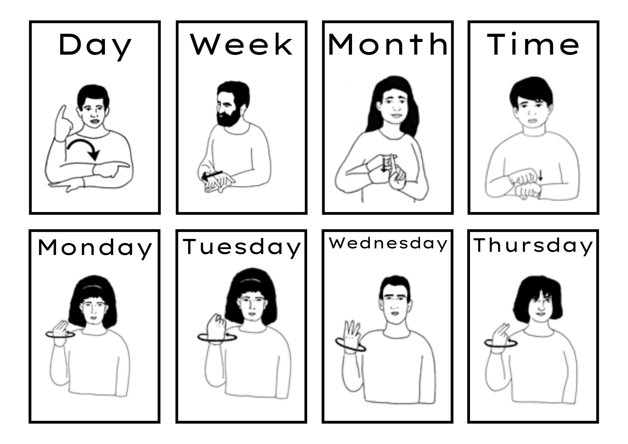asl-time-flashcards-b-w-color-boarders-classful for Asl Days Of The Week Printable Free ASL Time Flashcards B/W & Color Boarders - Classful for Asl Days Of The Week Printable Free