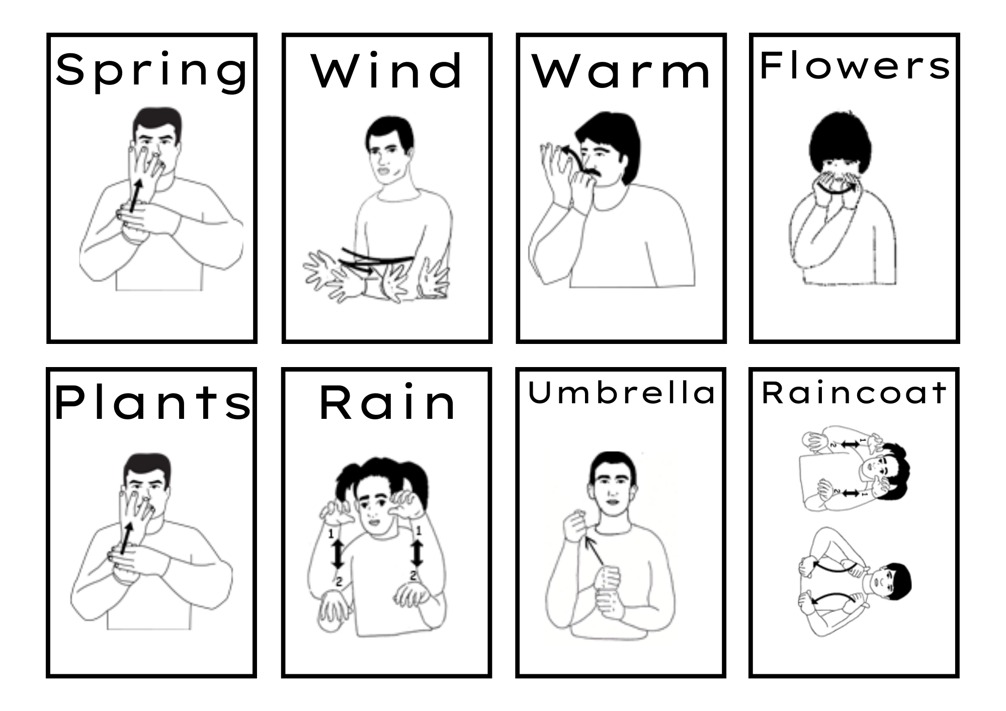 ASL Spring Season & Holidays Flashcards B/W & Color Boarders - Classful