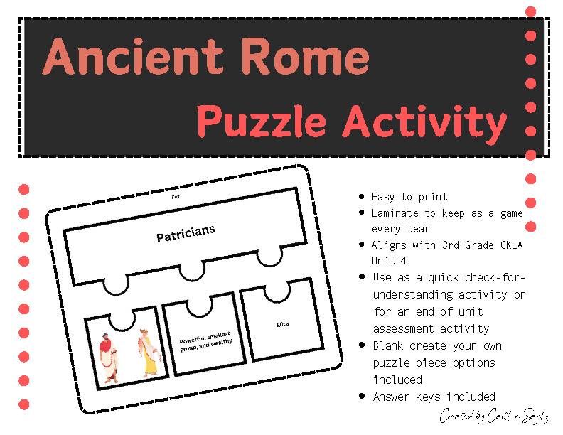 Ckla grade 3 unit 4 ancient rome unit puzzle activity classful
