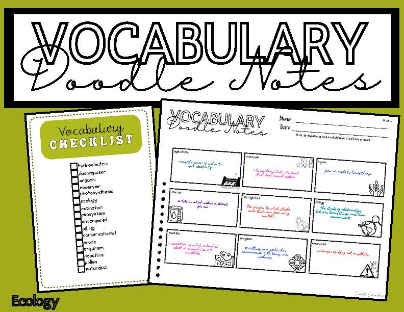 Ckla grade 3 unit 11 ecology vocab doodle notes classful