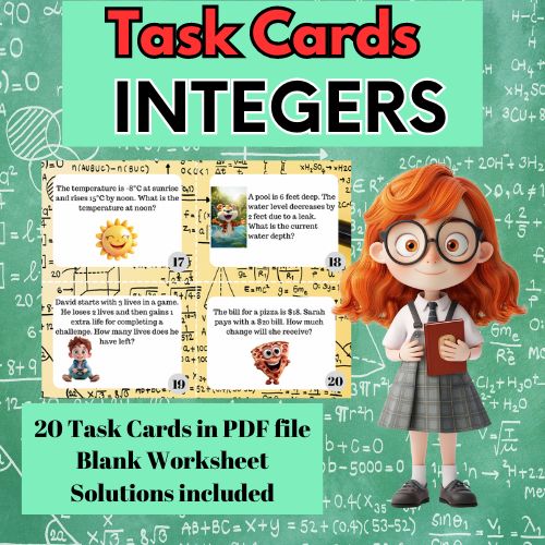 INTEGER WORD PROBLEMS * Task Cards * for Middle School Math - Classful