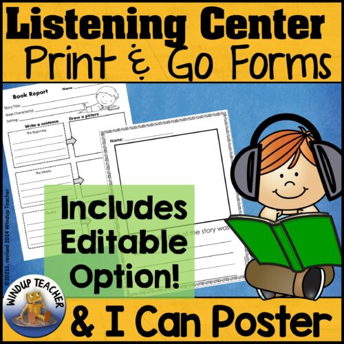 Listening Center Response Sheets Editable, Book Report & Writing