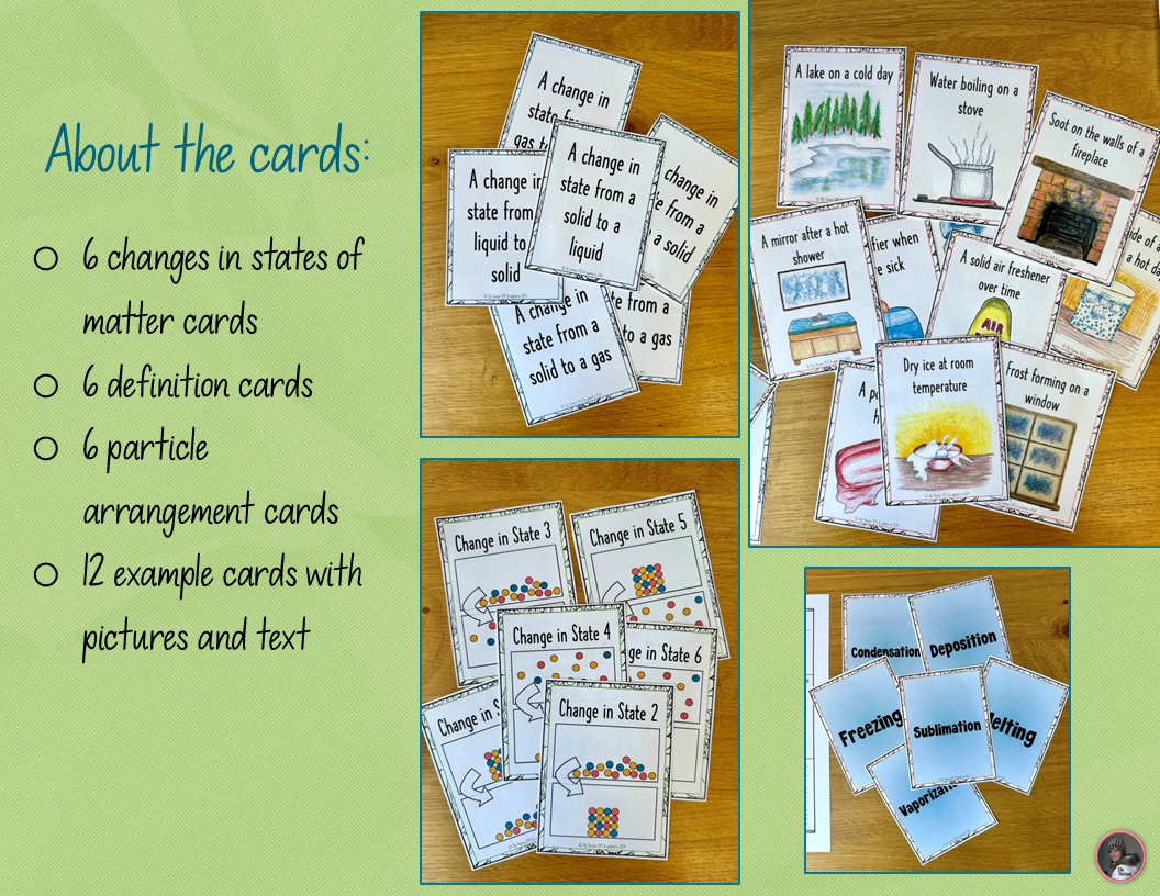 Changes in States of Matter Card Sorting Activity Phase Changes - Classful