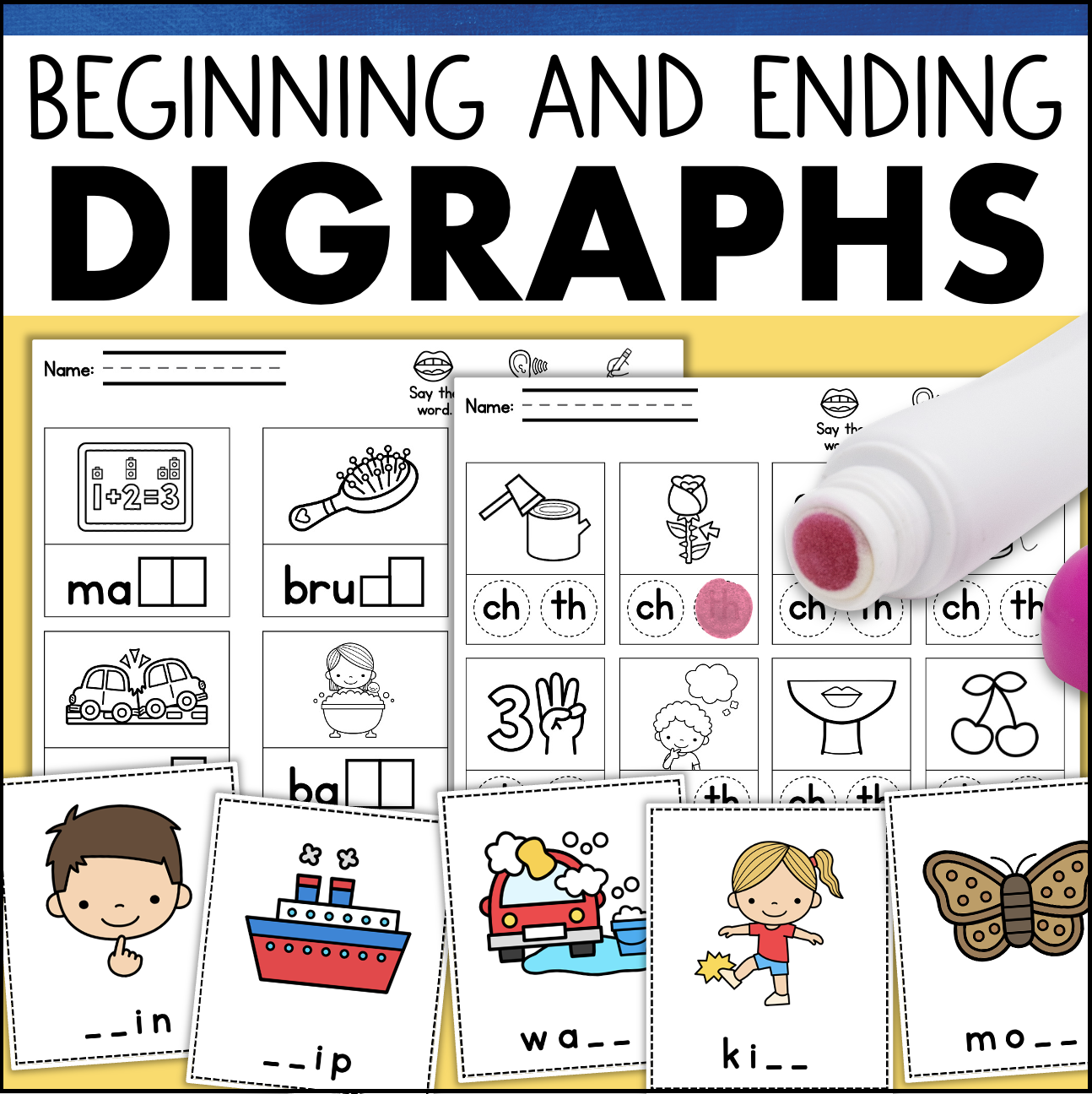 Digraphs Worksheets Kindergarten 1st Beginning Ending Digraph Posters ...