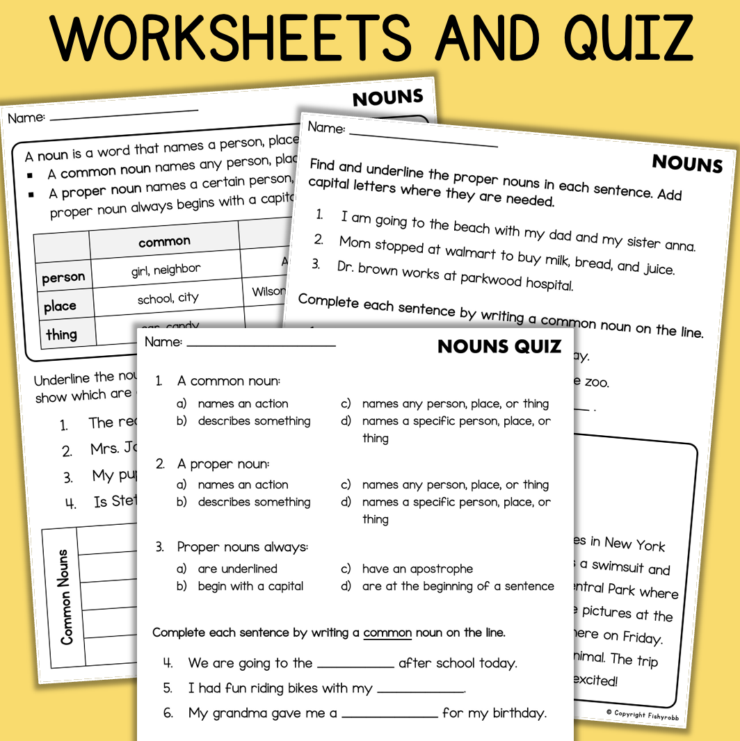 Storyboard That: Free Noun Worksheet Templates, image size:1064x1066