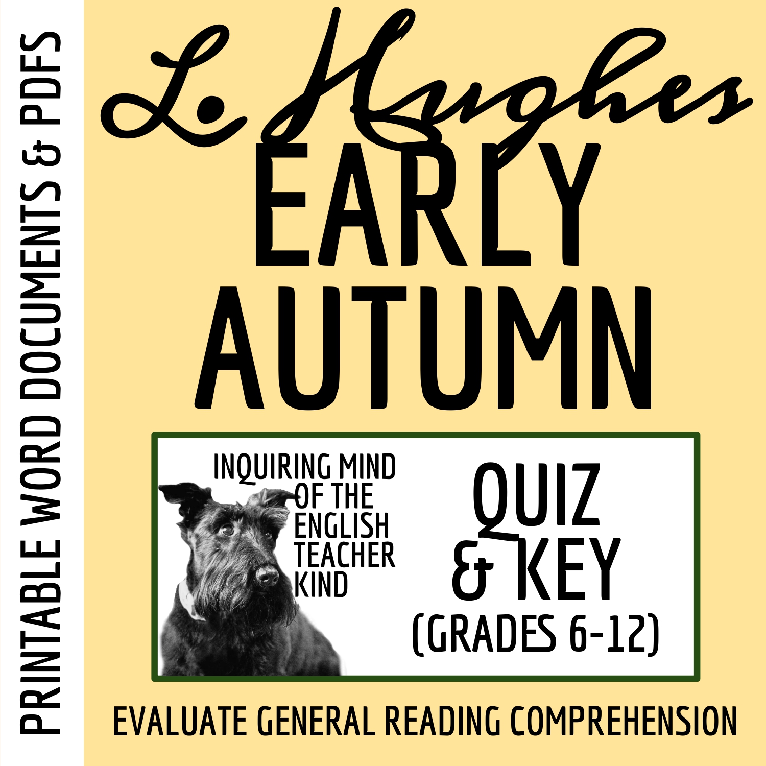 Early Autumn by Langston Hughes Quiz and Answer Key for High School