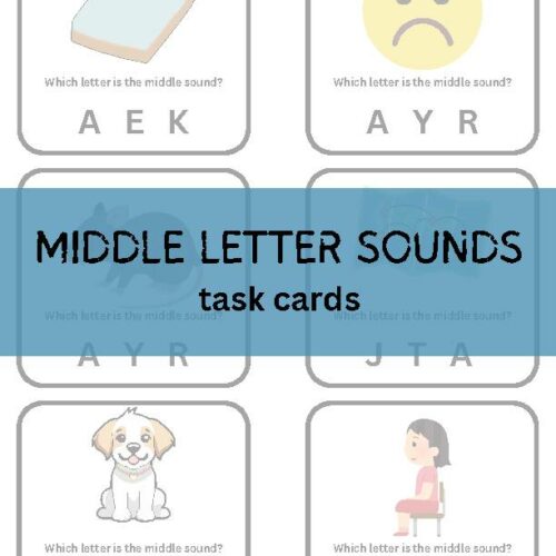 Middle Letter Sounds Printable Task Cards For Early Reading and ...