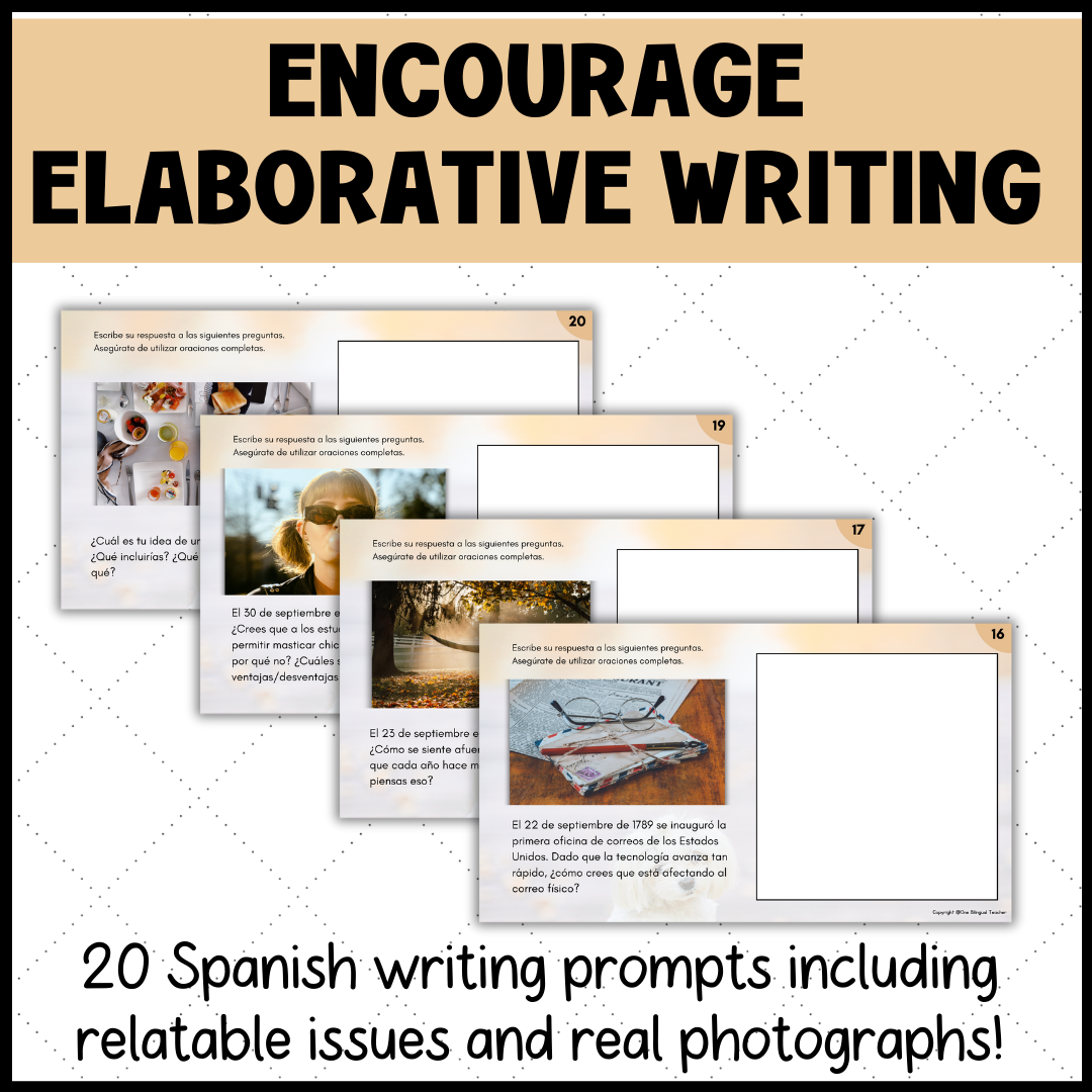 Spanish 3 & 4 Daily Writing Prompts | September & Fall Writing | Middle ...