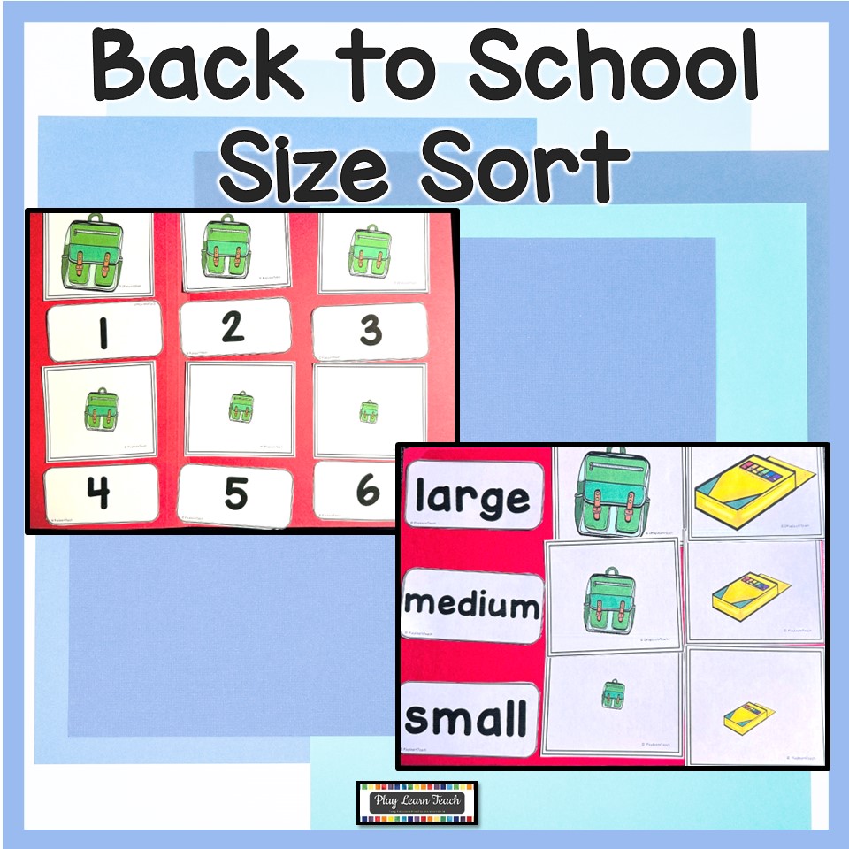 Sort by Size Attribute Activities Back to School Objects Preschool ...