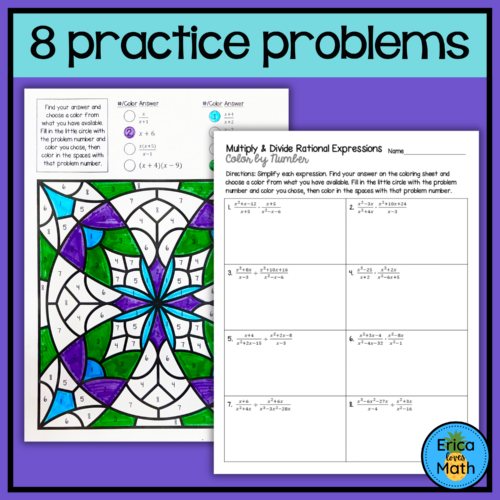 Multiplying & Dividing Rational Expressions Color by Number Activity ...