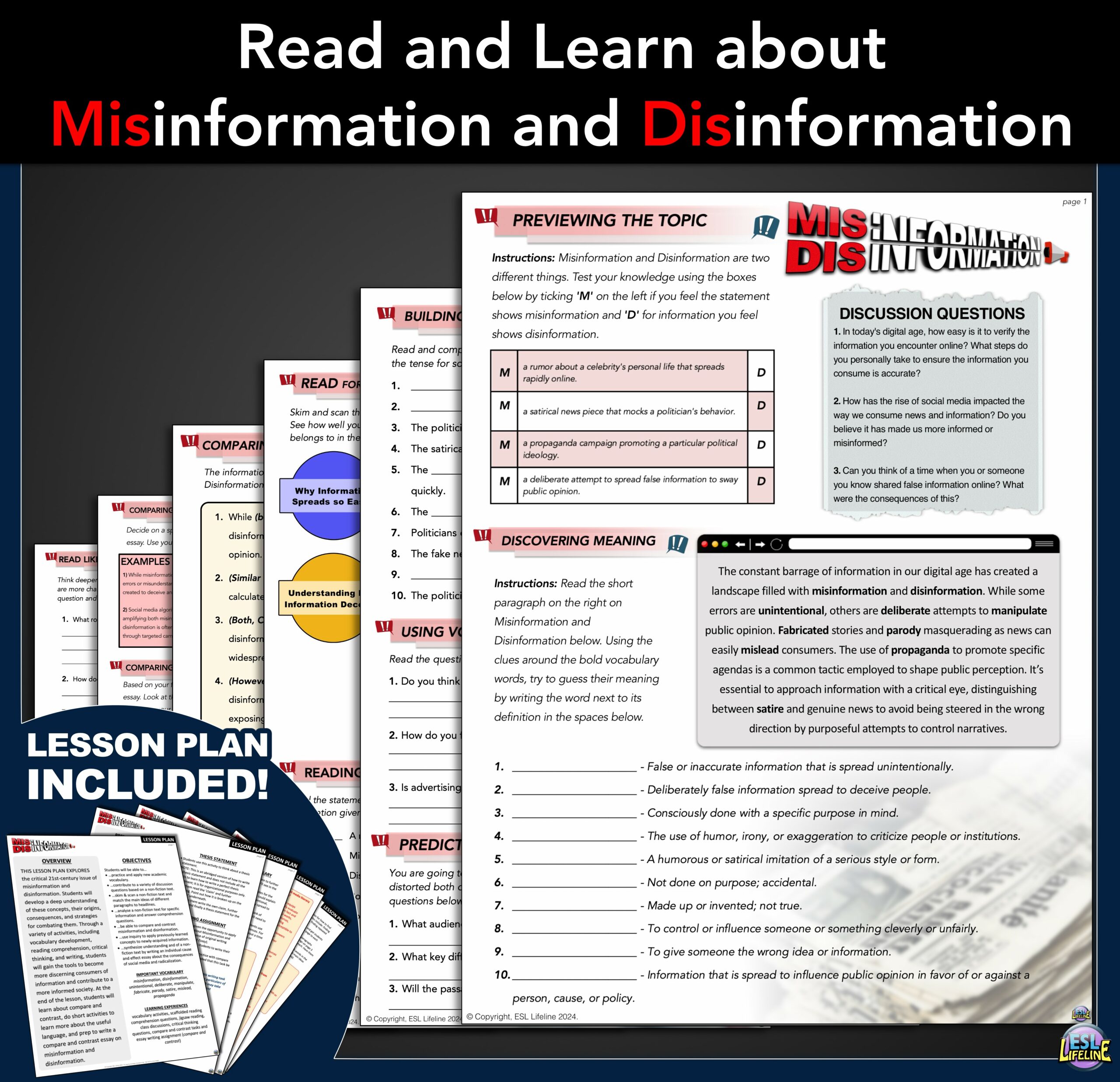 Misinformation and Disinformation Informational Reading Comprehension ...