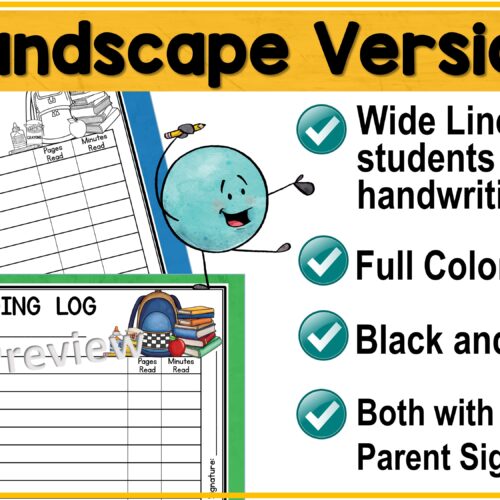 Back to School Reading Log - Printable for Homework Folders - Reading ...