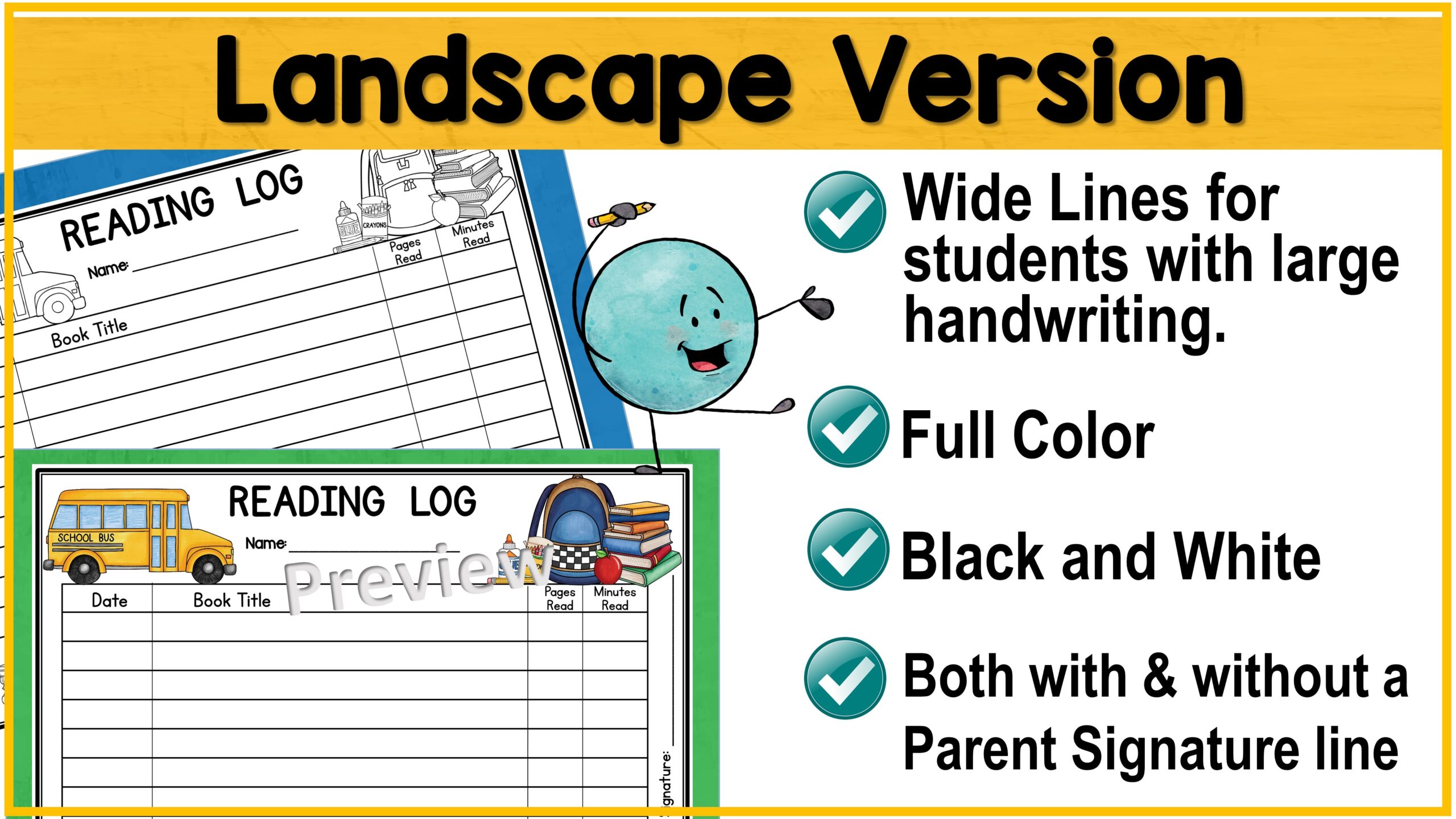 Back to School Reading Log - Printable for Homework Folders - Reading ...