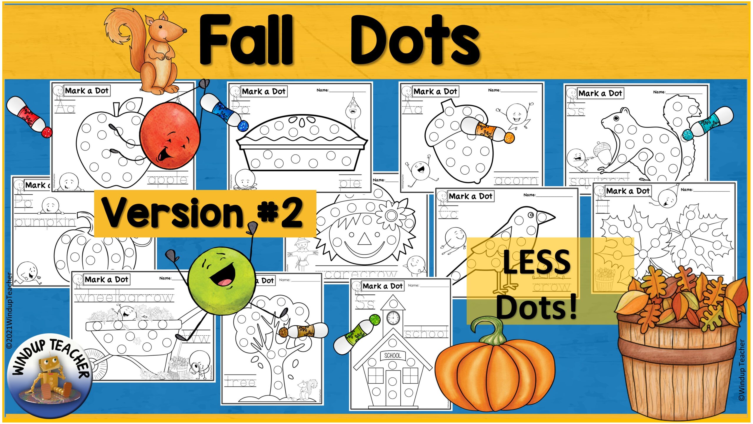 Fall or Autumn Bingo Dot Dauber Worksheets - Do-A-Dot Marker Printable ...