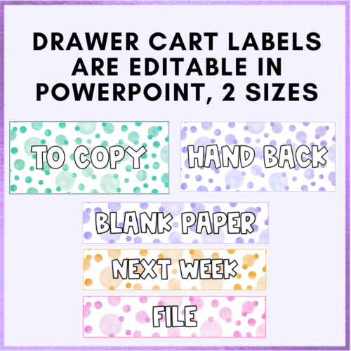 Editable 10 & 12 Drawer Cart Labels | Polka Dot & Black and White ...