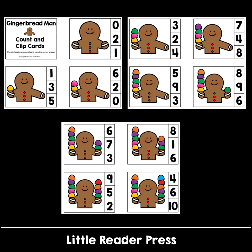 Gingerbread Man 0-10 Count and Clip Cards - Classful
