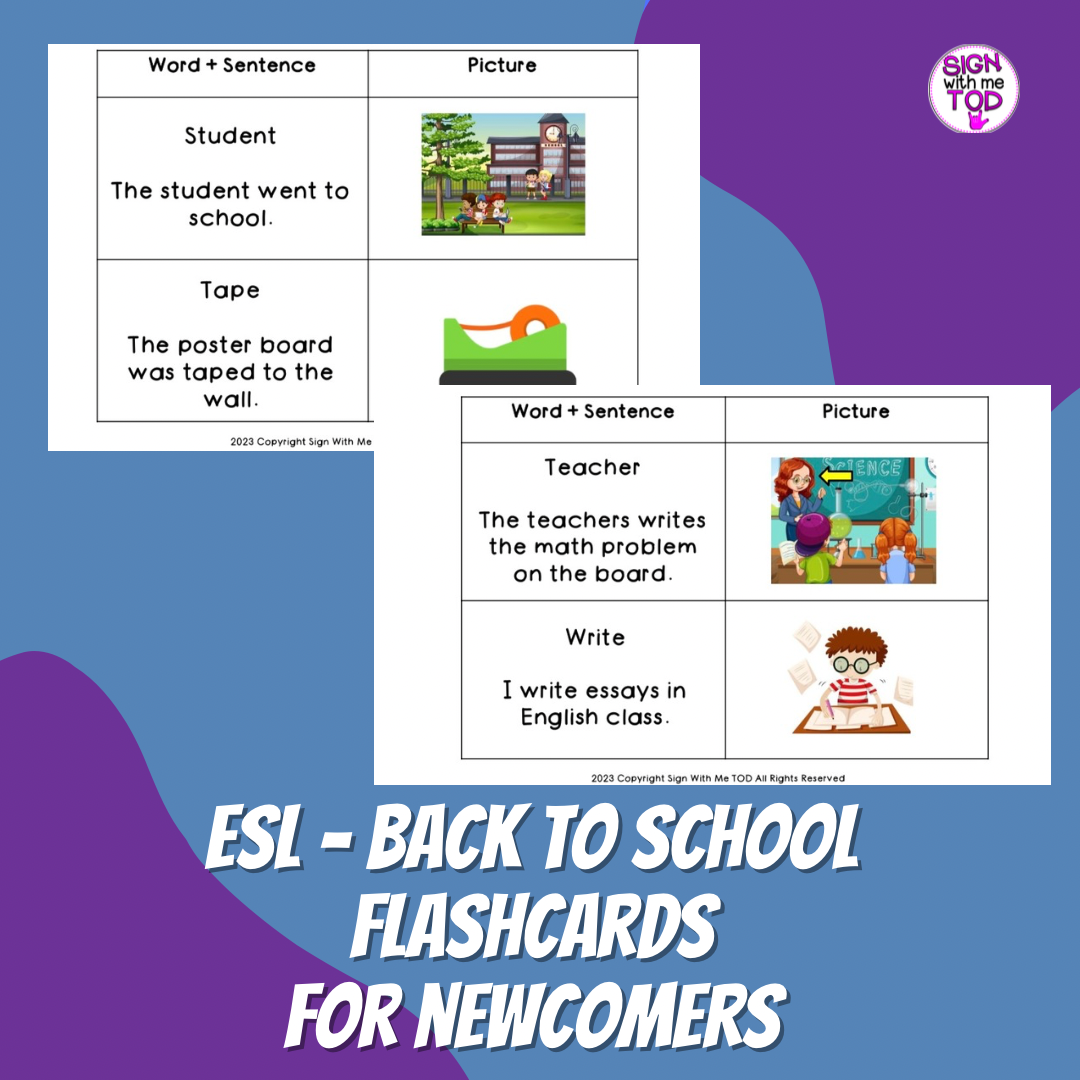 ESL Back to School Vocabulary Flashcards for Newcomers - Classful