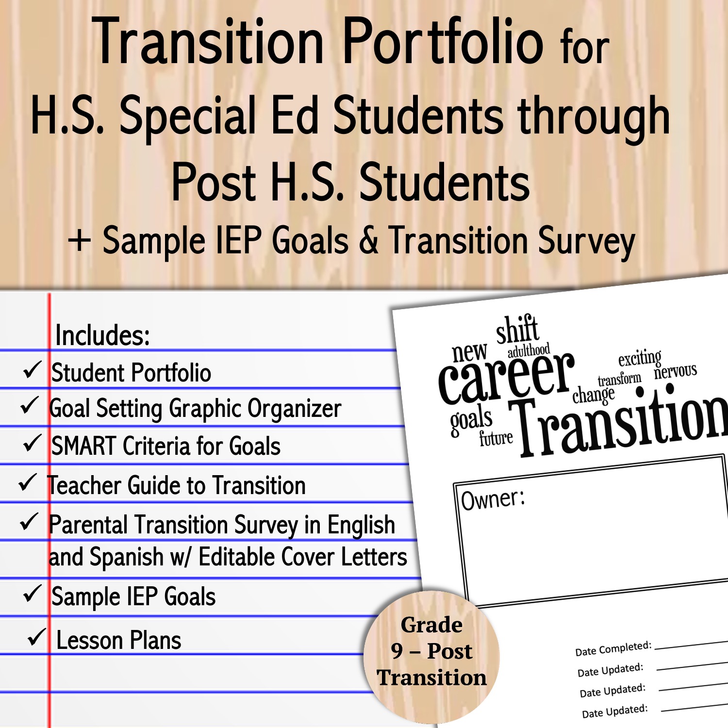 High School Special Education Transition Portfolio w/ IEP Goals ...