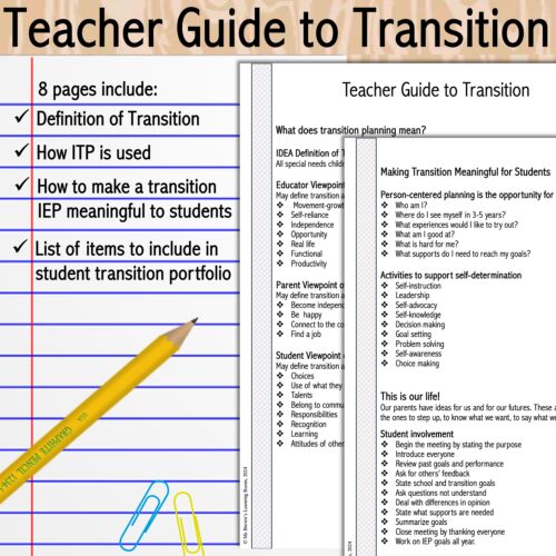 High School Special Education Transition Portfolio w/ IEP Goals ...