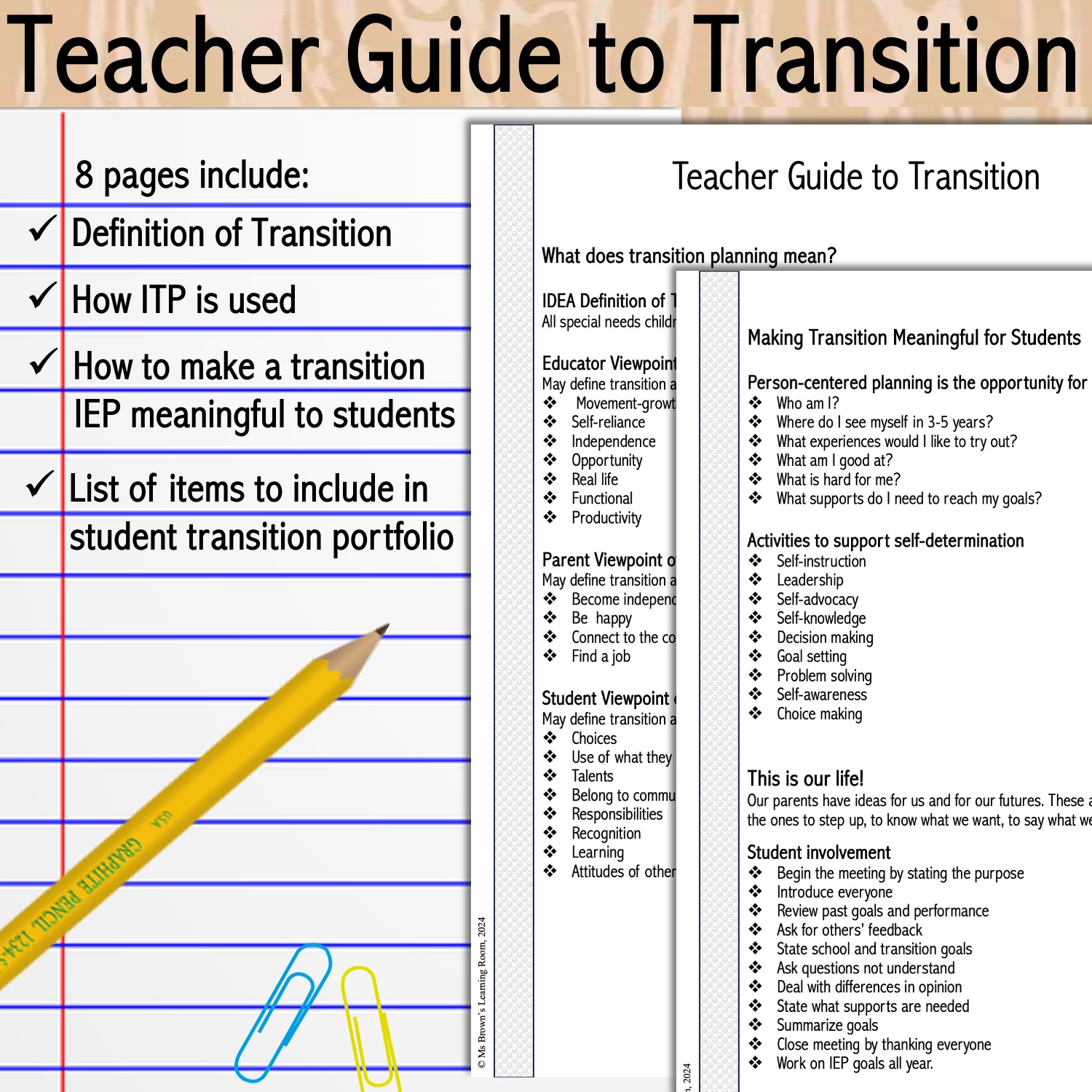 High School Special Education Transition Portfolio w/ IEP Goals ...
