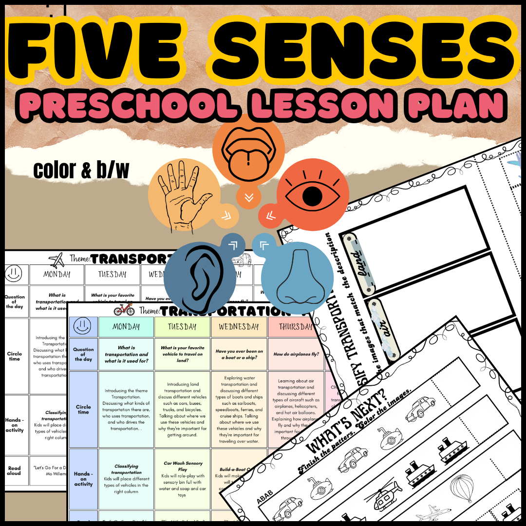 FIVE SENSES- Preschool Weekly Lesson Plan - Classful