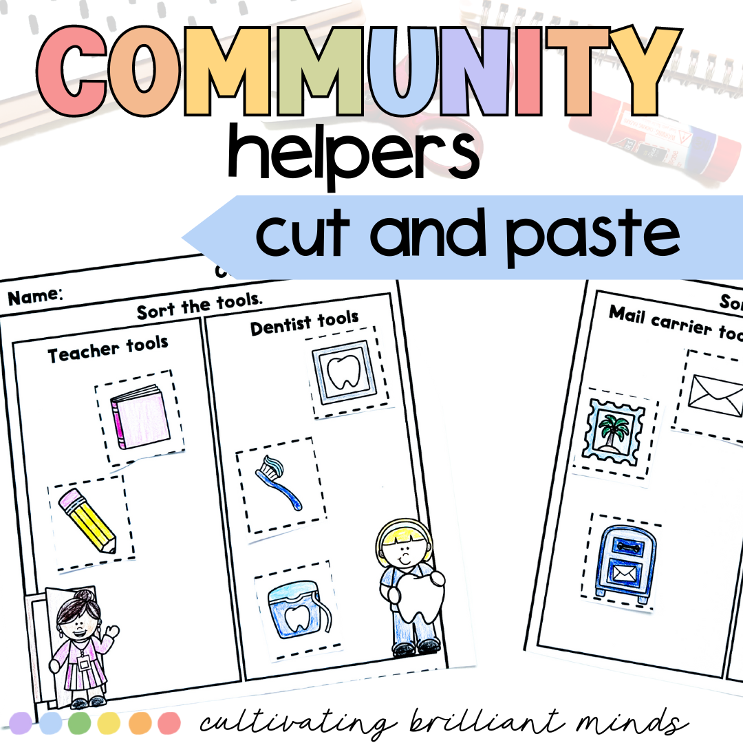Community Helpers Cut and Paste Worksheets | Tools | Kindergarten, 1st ...