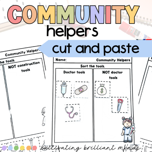 Community Helpers Cut and Paste Worksheets | Tools | Kindergarten, 1st ...
