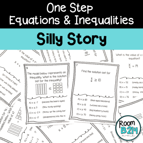 One Step Equations and Inequalities Silly Story TEKS 6.10A's featured image