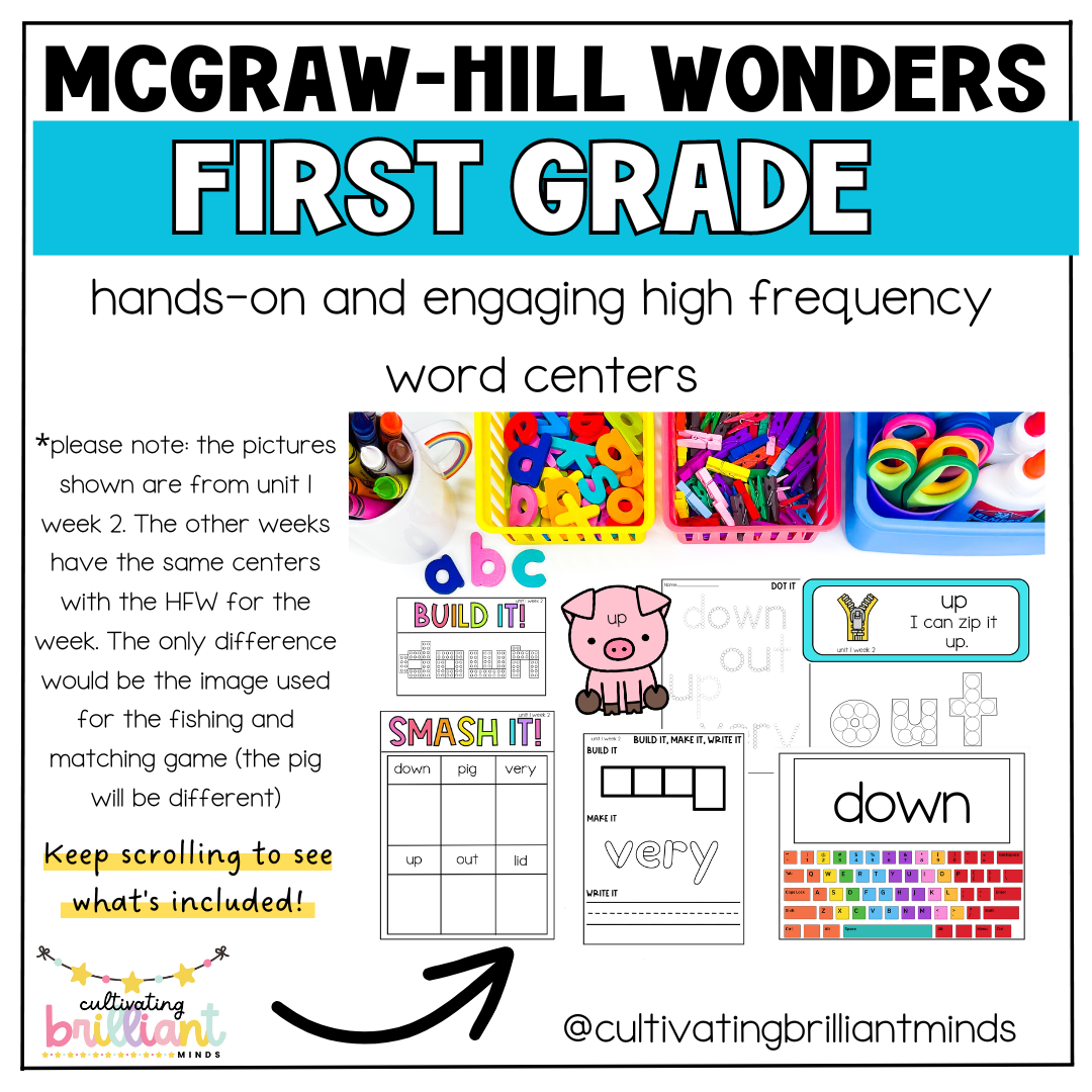 McGraw-Hill Wonders 1st Grade High Frequency Word Centers | Unit 1 Week ...