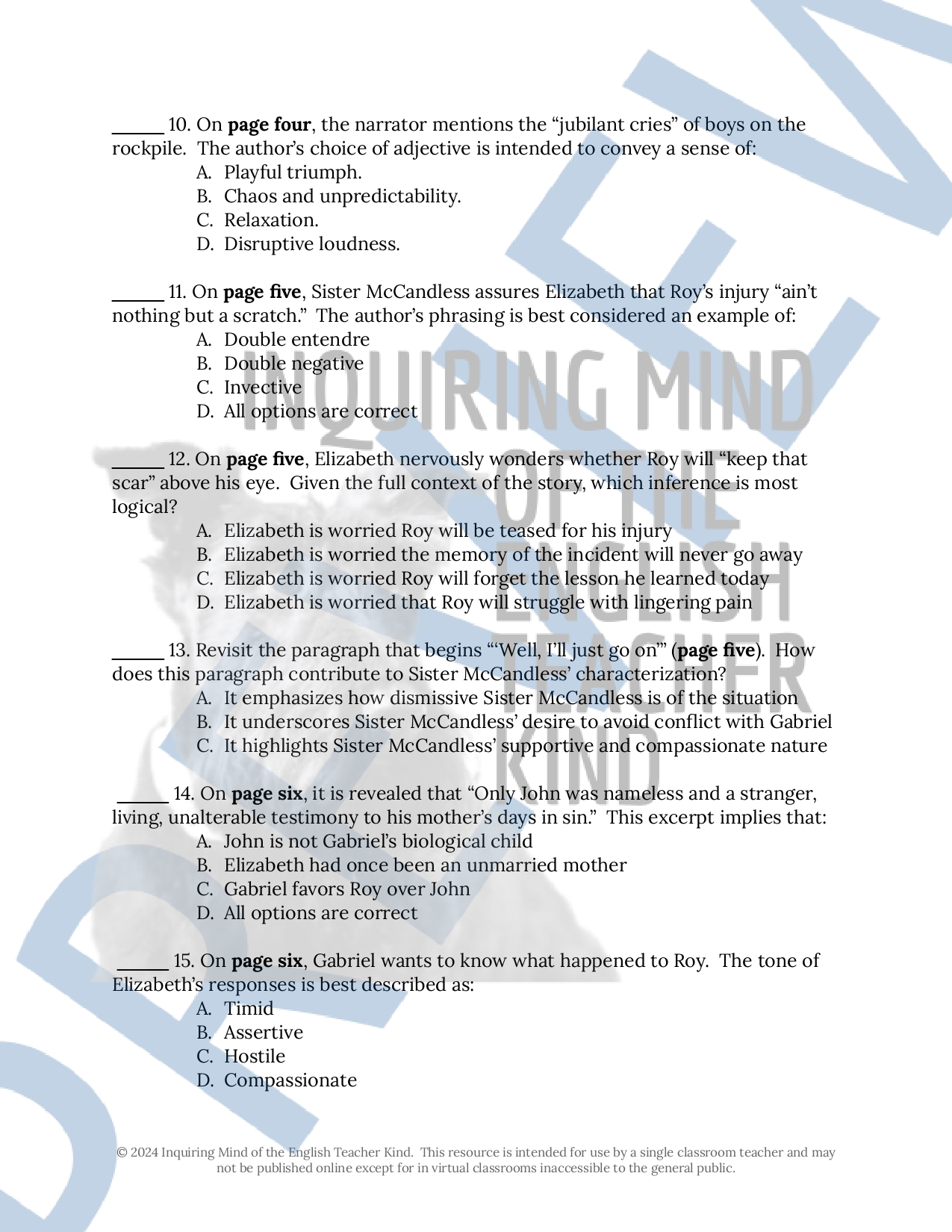 The Rockpile by James Baldwin Close Reading Analysis Worksheet for 